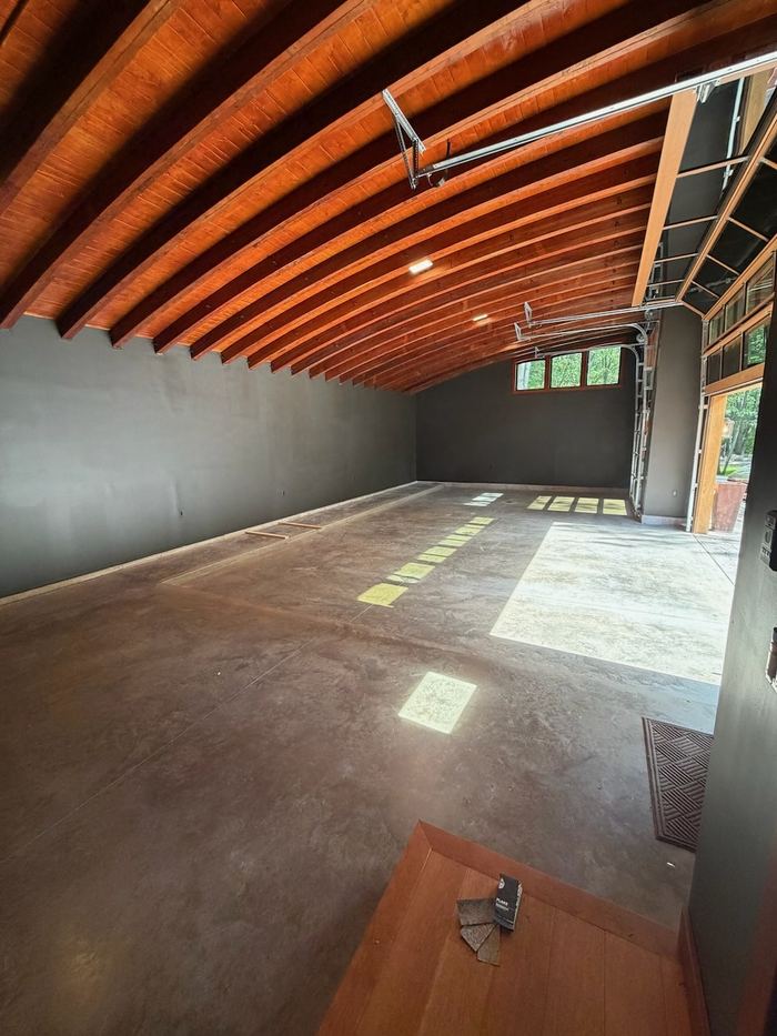 Timber garage · polished finish — Signature Finishes concrete coating
