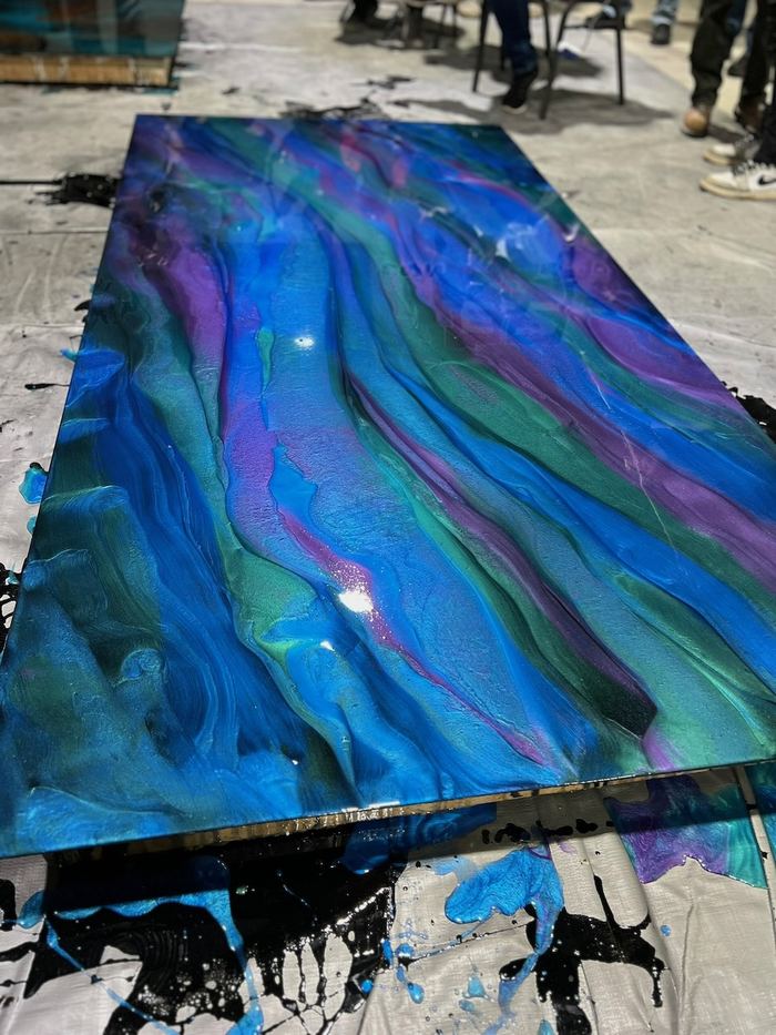 Metallic pour · sapphire & violet — Signature Finishes concrete coating